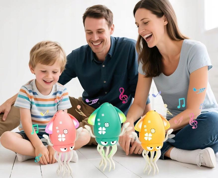 Interactive Toy Dancing Glowing Playing Octopus with TIKTOK Fishing Rod Packaging status original