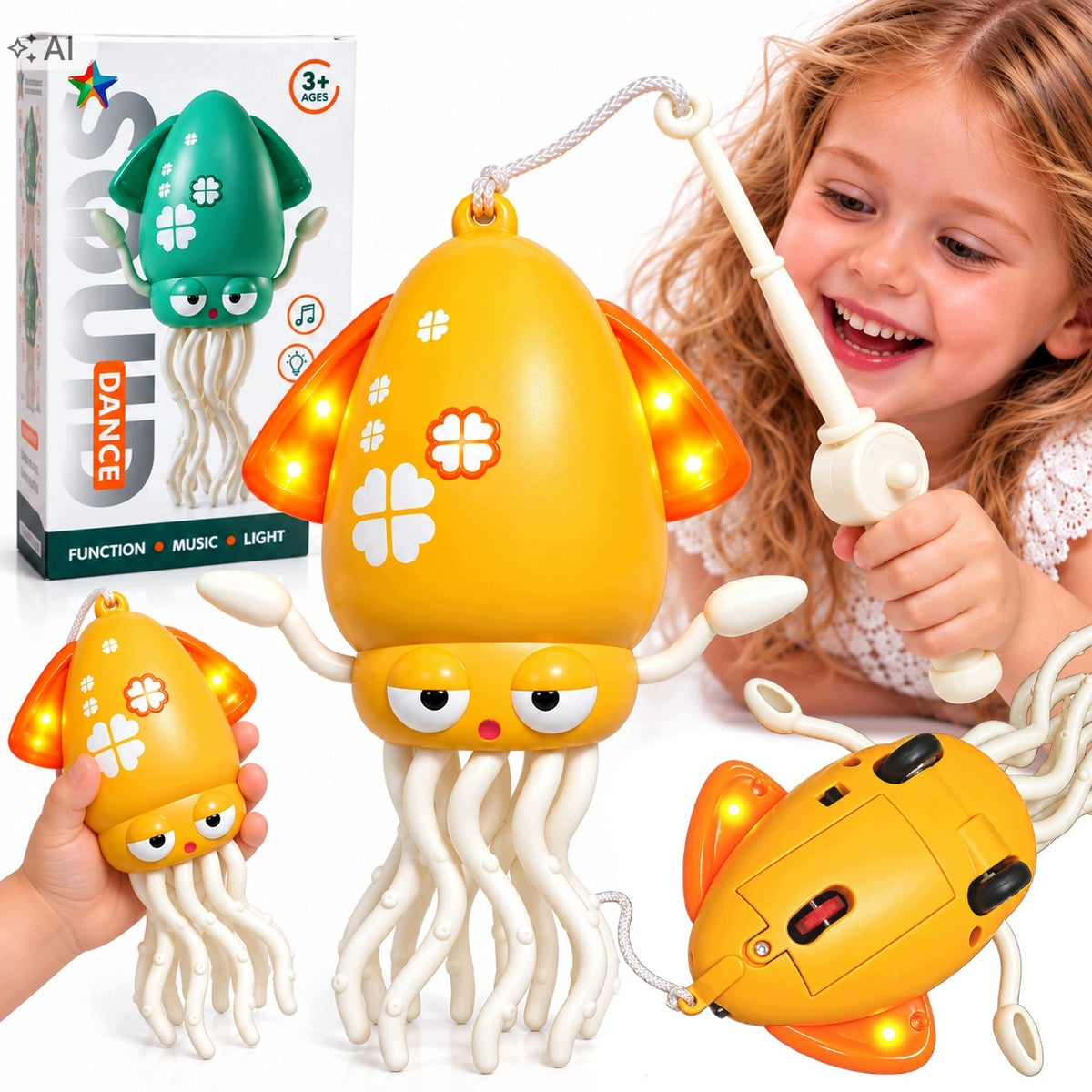 Interactive Toy Dancing Glowing Playing Octopus with TIKTOK Fishing Rod