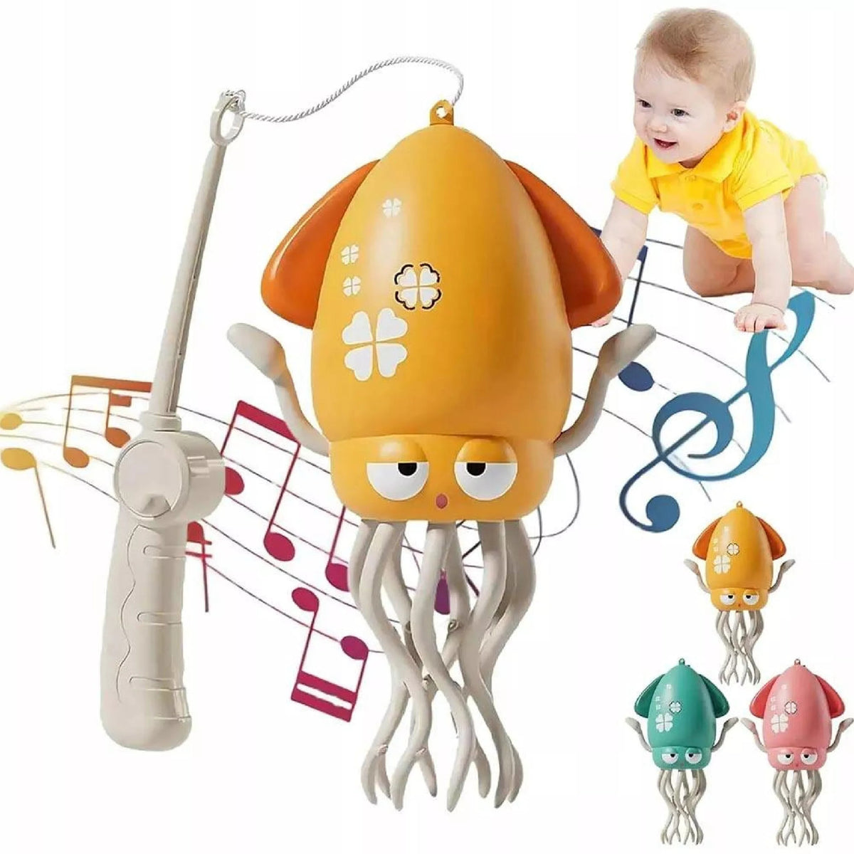 Interactive USB Dancing Squid - for Kids with Music and LED + Fishing Rod Brand Luxma