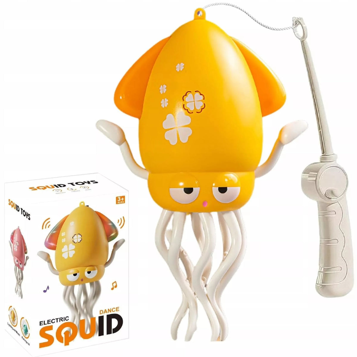 Interactive USB Dancing Squid - for Kids with Music and LED + Fishing Rod
