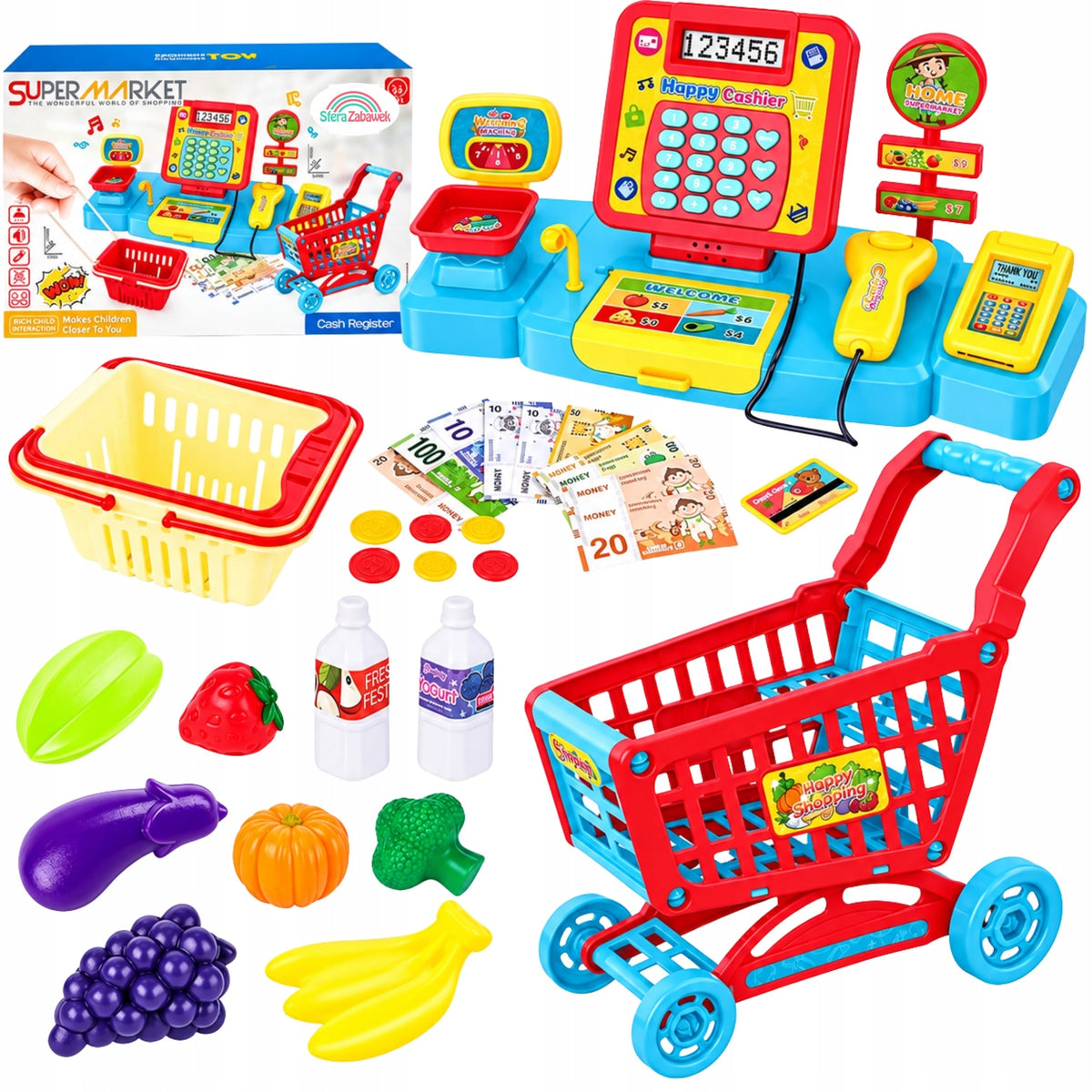 Interactive cash register shop scale accessories MINI shopping trolley zab