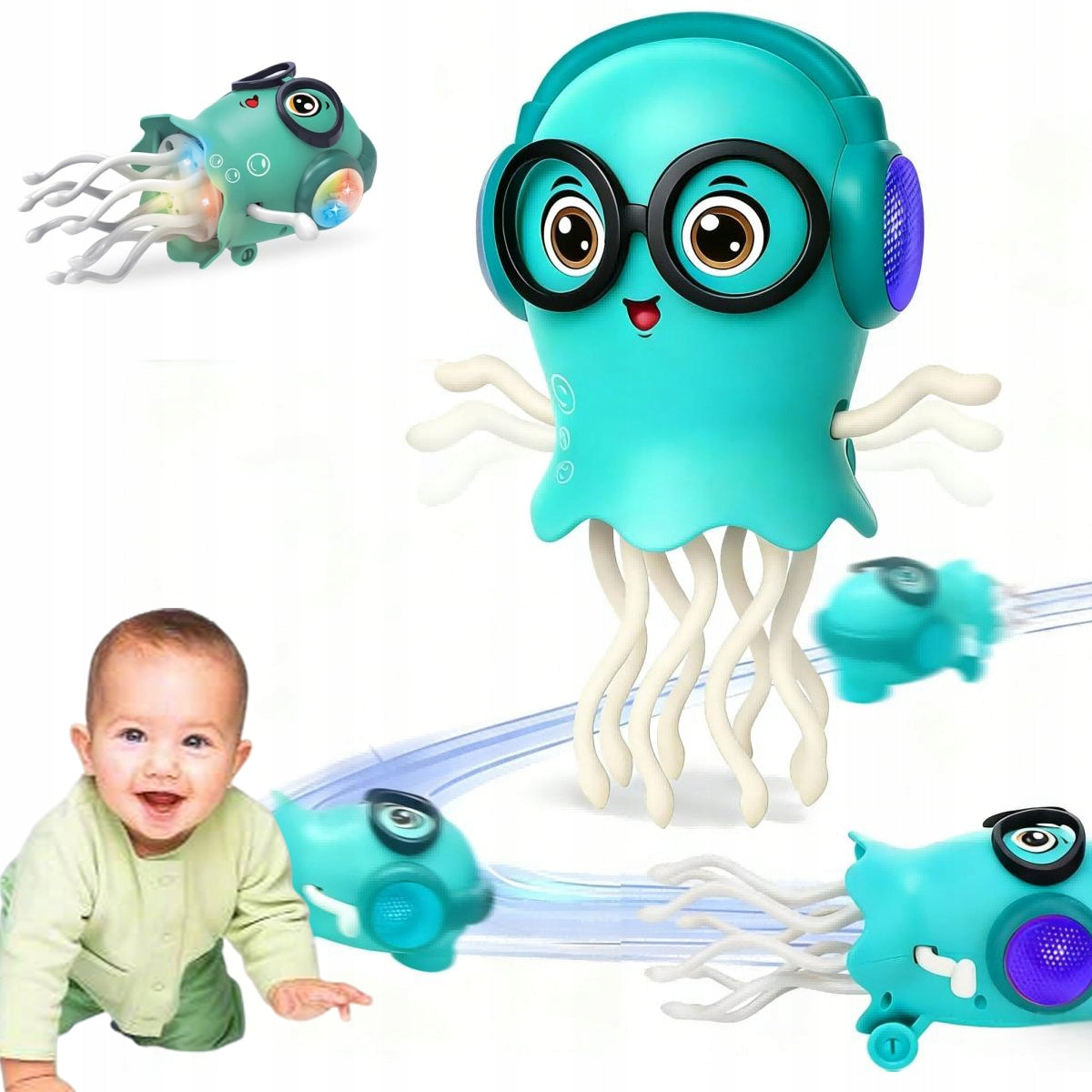 Interactive dancing JELLYFISH octopus toy GAME GLOWS RIDES 360°