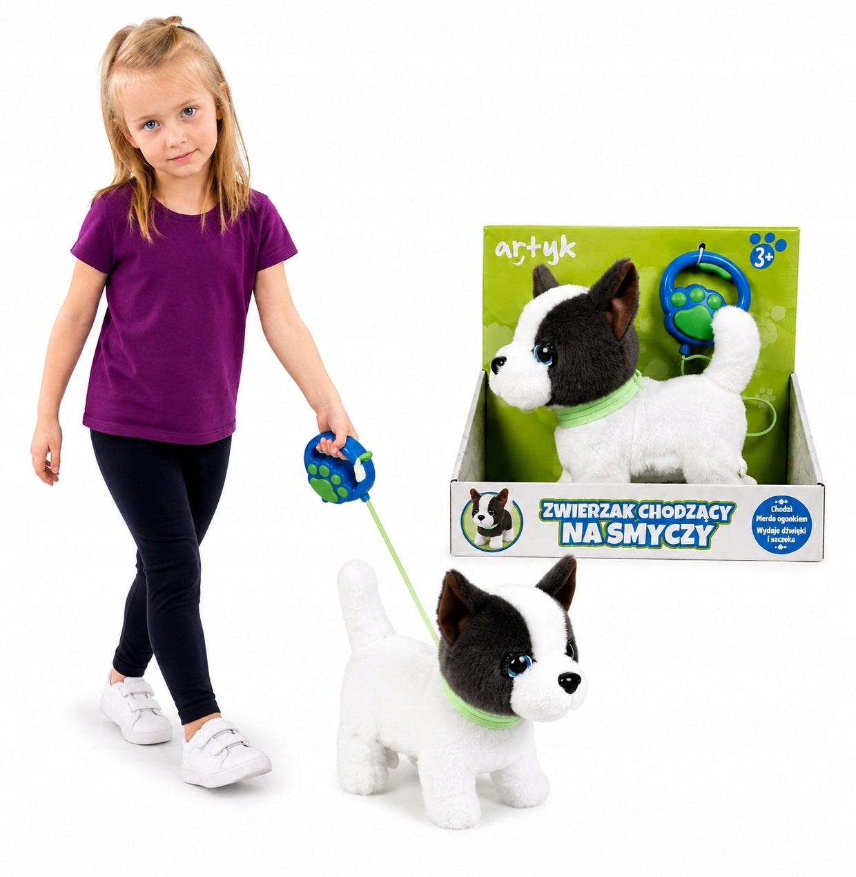 Interactive dog on a leash 21 cm barks wagging tail 3+