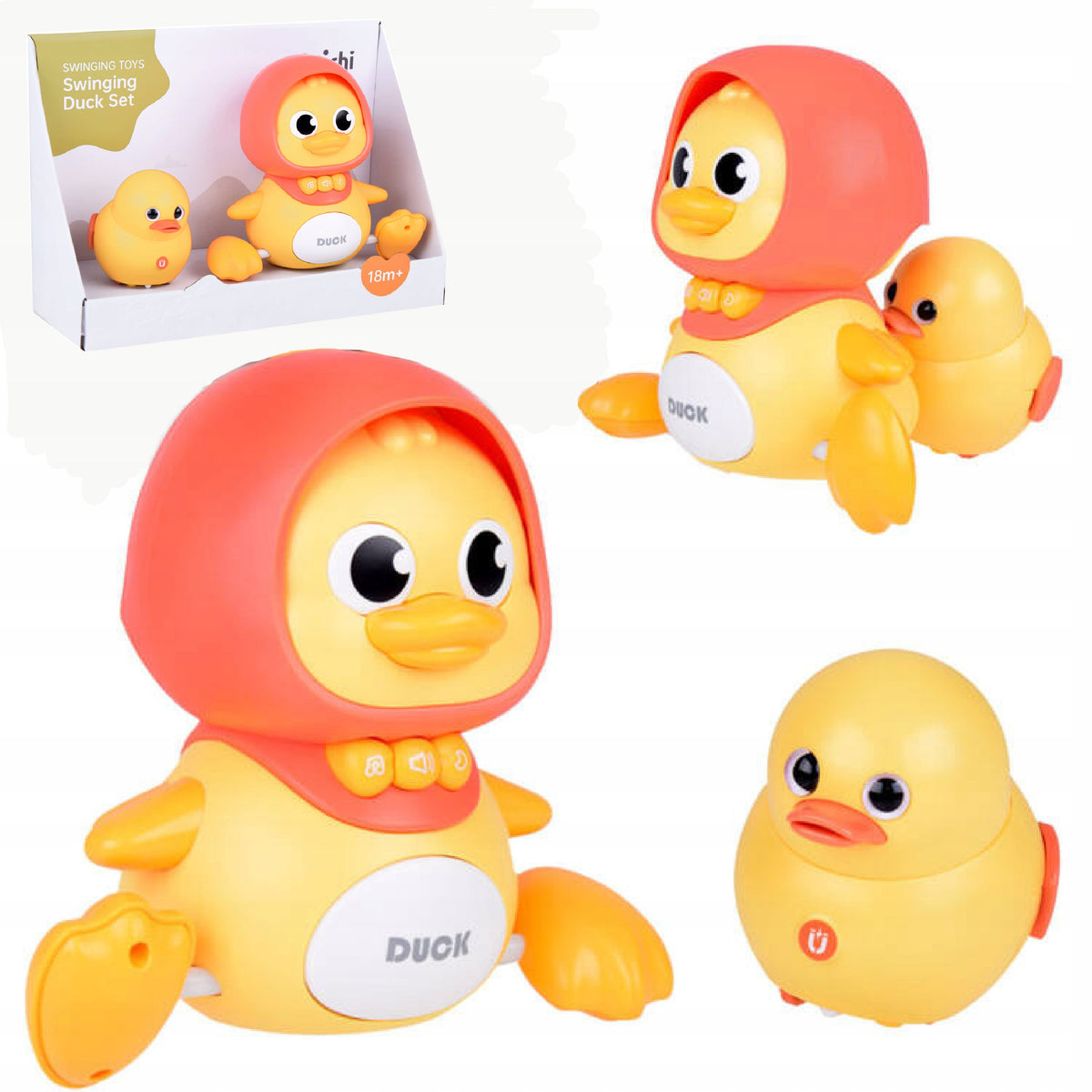 Interactive duck with toddler magnet for children learning to crawl