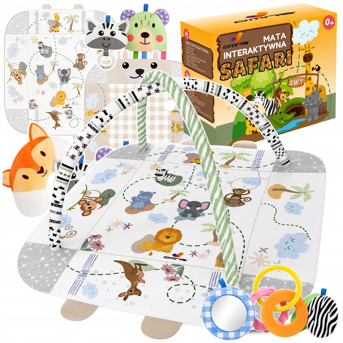Interactive educational mat for children double-sided folding playpen