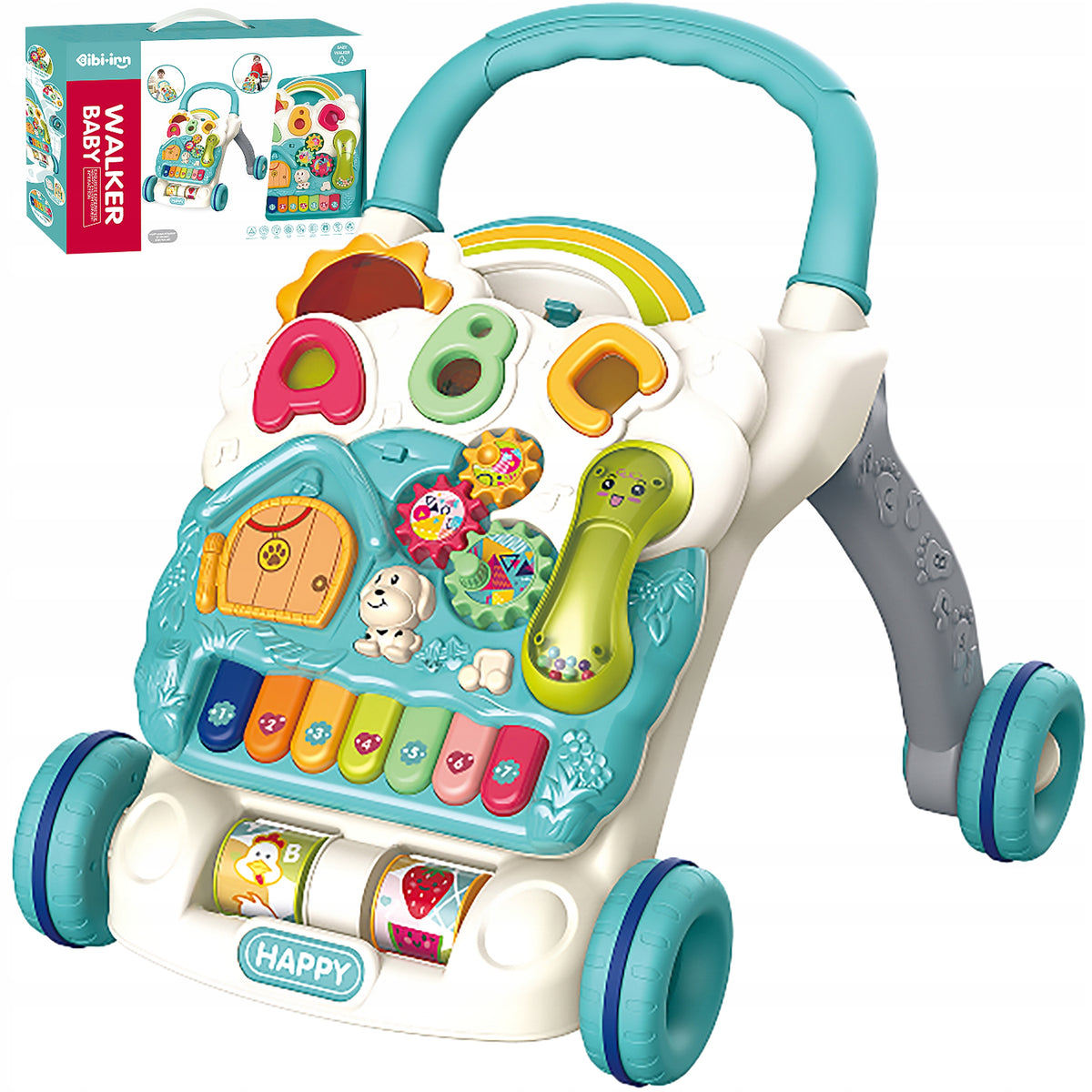 Interactive pusher DK with sound and light blue Brand DK