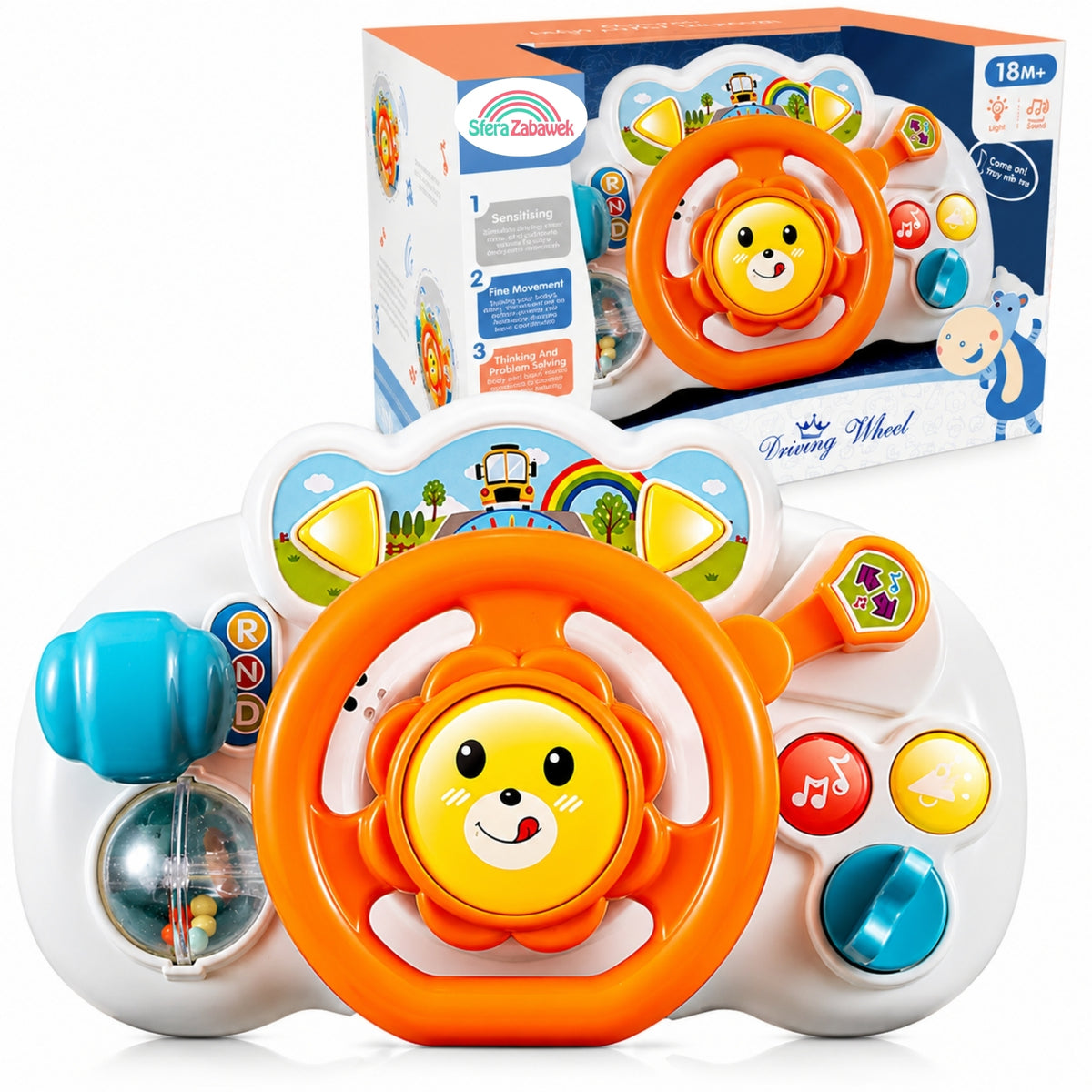 Interactive toddler steering wheel for stroller Musical light sounds