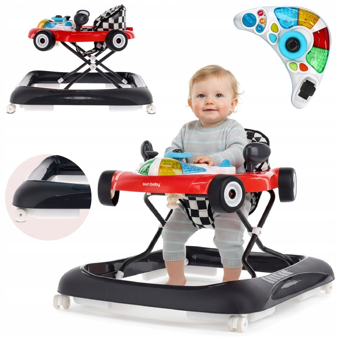 Interactive walker for children racing car red black