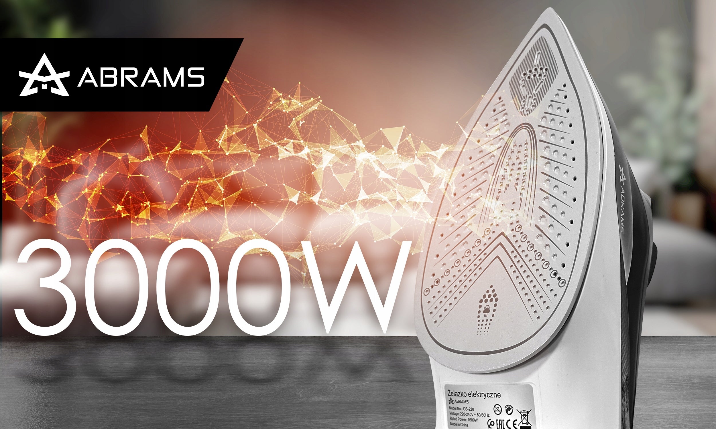 Iron Abrams Steam Ceramic Anti Drip Anti Calc Strong 3000W Manufacturer code Parowe Ceramiczne Anti Drip Anti Calc Mocne