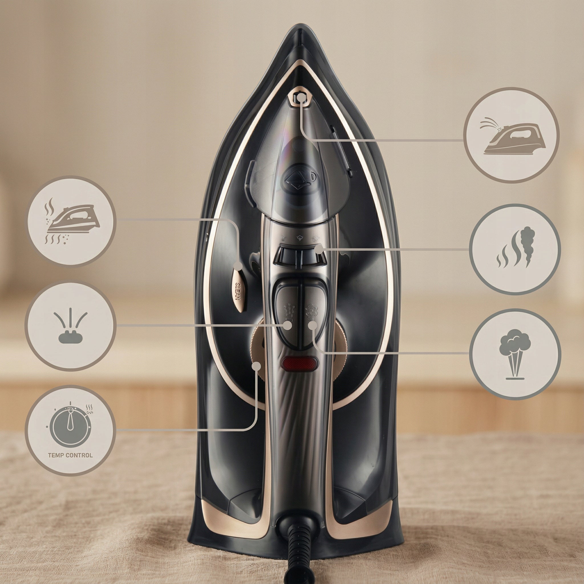 Iron DeKraft DE902 BLACK 3200W steam iron 3200 W Brand DEKRAFT