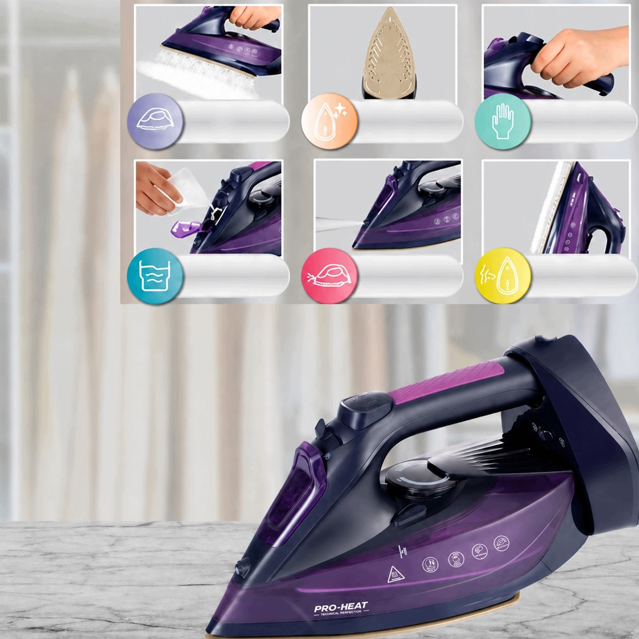 Iron Wireless Steam Powerful 2400W Ceramic Charging Station Manufacturer code KUGO home Żelazko Bezprzewodowe Parowe 2400W