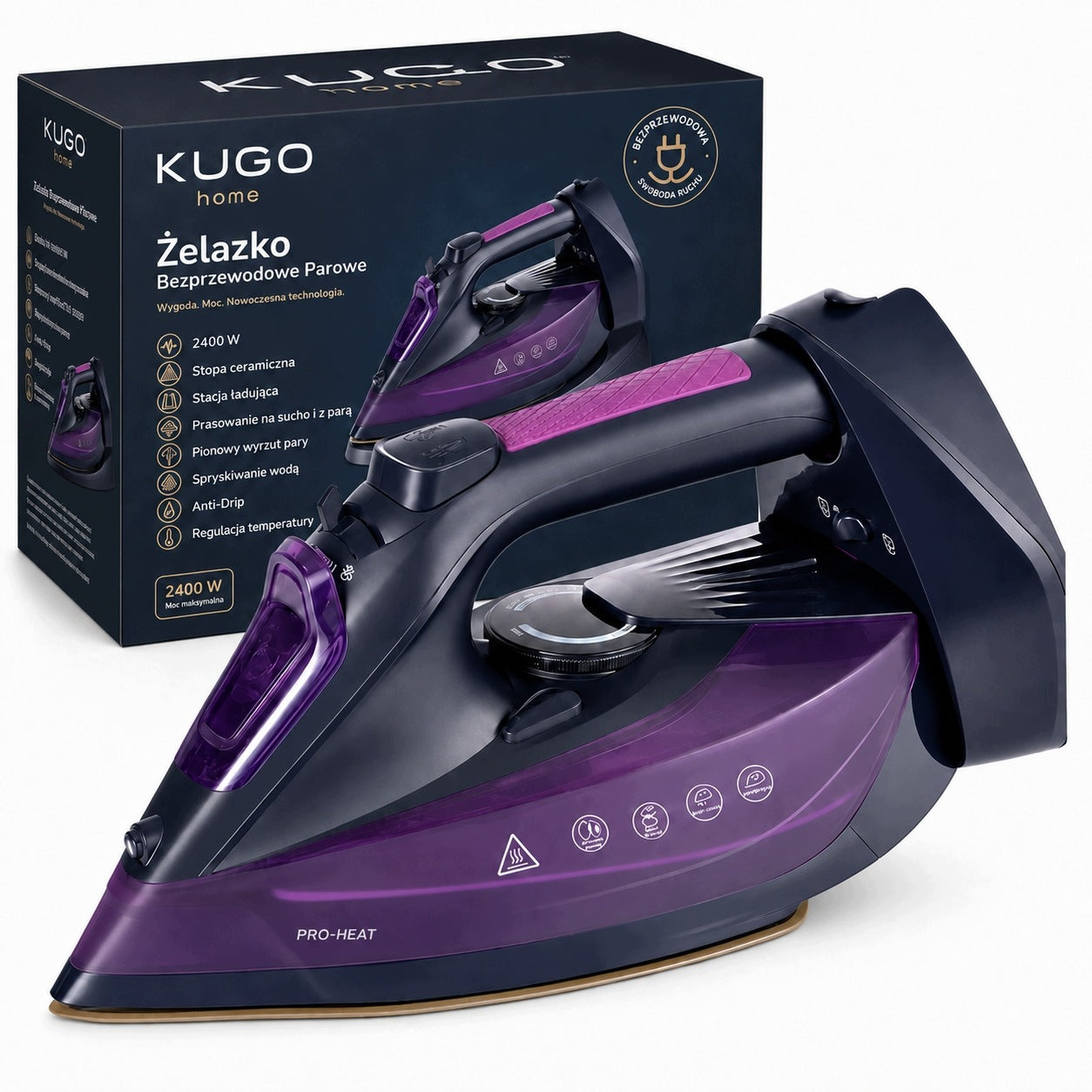 Iron Wireless Steam Powerful 2400W Ceramic Charging Station