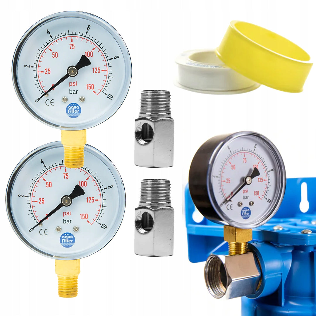 Iron and hard water filter 9 filters + PRESSURE GAUGES INZENI set for home Kind set