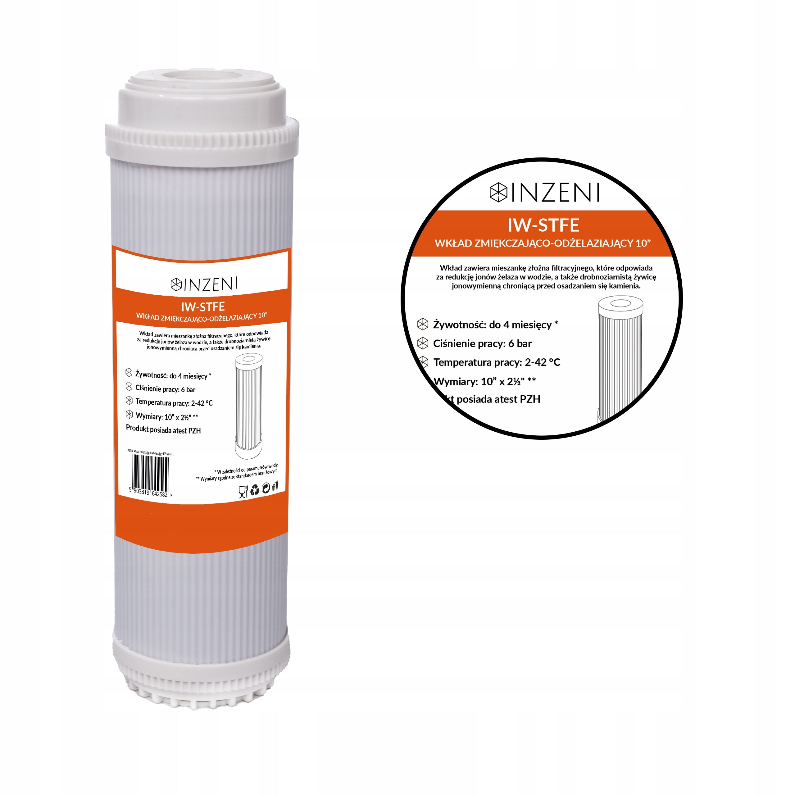 Iron and hard water filter 9 filters + PRESSURE GAUGES INZENI set for home Manufacturer code Filtr odżelaziająco zmiękczający