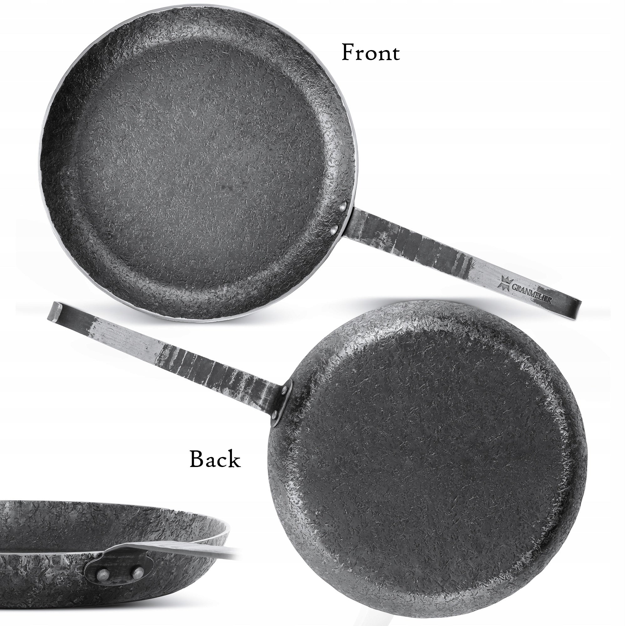 Iron frying pan carbon steel hand forged GRANMELIER MIA 30 cm without PFAS Packaging status original