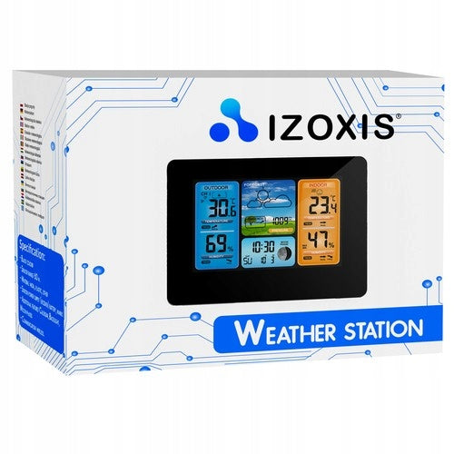 Izoxis 22452 Weather station with colour display clock temperature Packaging status original