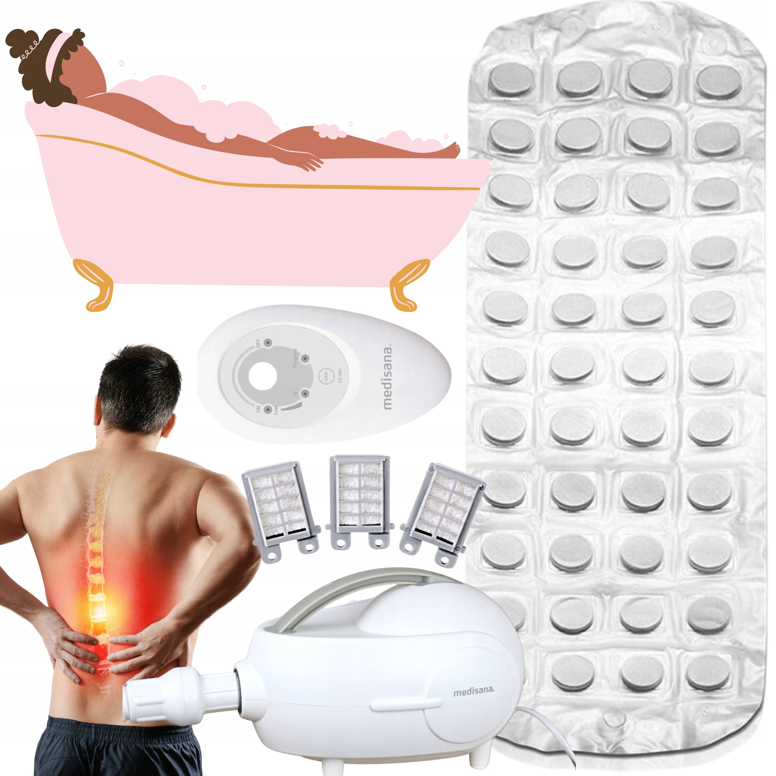 JACUZZI BUBBLE MASSAGE MAT FOR BACK PAIN STRESS RELAXATION SPA FOR BATHTUB Brand no brand