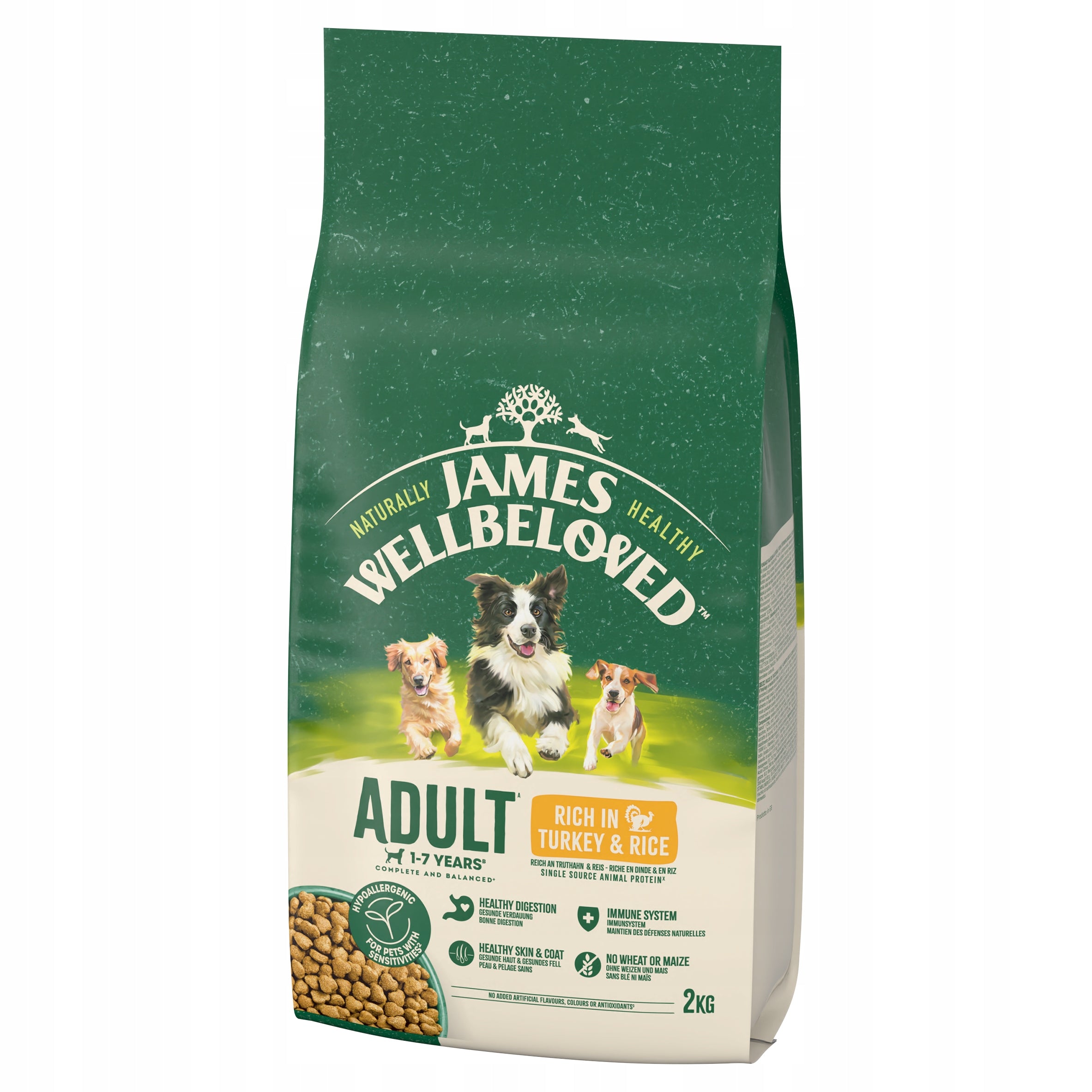 JAMES WELLBELOVED Adult monoprotein dry dog food with turkey 2 kg