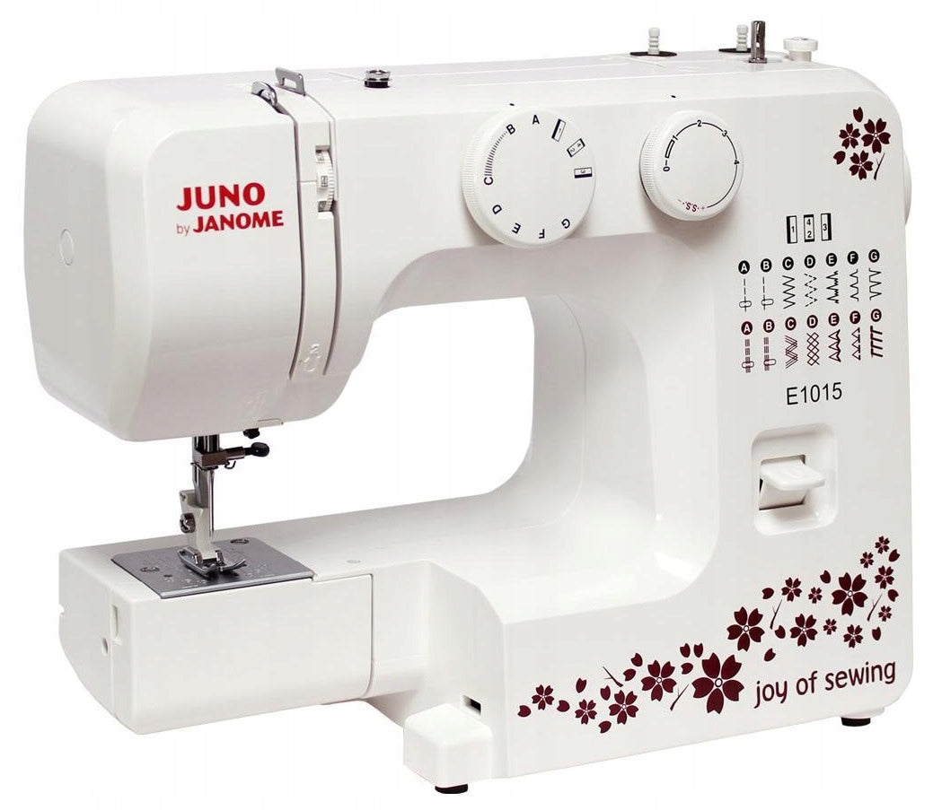 JANOME Juno E1015 sewing machine Sewing features hole edging stitching sewing of elastic fabrics embroidery edge finishing quilting sewing zips backstitching hemming