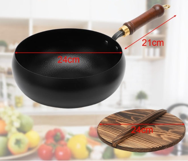 JAPANESE CAST IRON PAN WITH WOODEN LID NON-STICK 24 CM Brand no brand