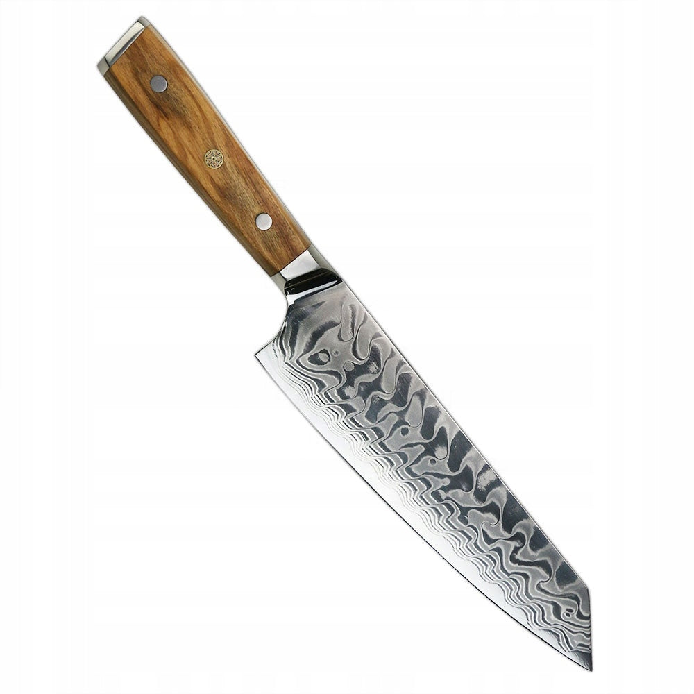 JAPANESE CHEF'S KNIFE GYUTO WOOD BEAUTIFUL DAMASCUS STEEL SHARP FOR GIFT