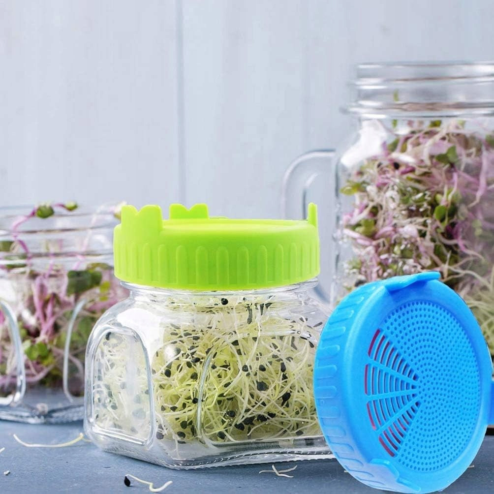 JAR LID STRAINERS 4 PIECES FOR GERMINATING BEAN GRAINS 85 CM Kind lid
