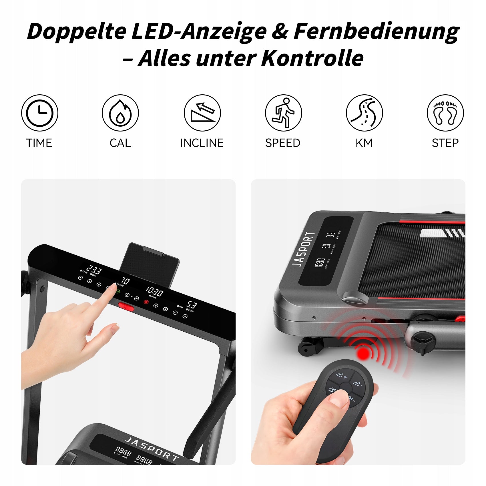 JASPORT GL3H 2-in-1 Foldable Electric Treadmill, 12 km/h, LED Display Brand JASPORT