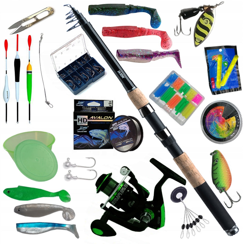 JAXON 2.1 fishing rod set, spinning reel, float, GIFT FOR A CHILD