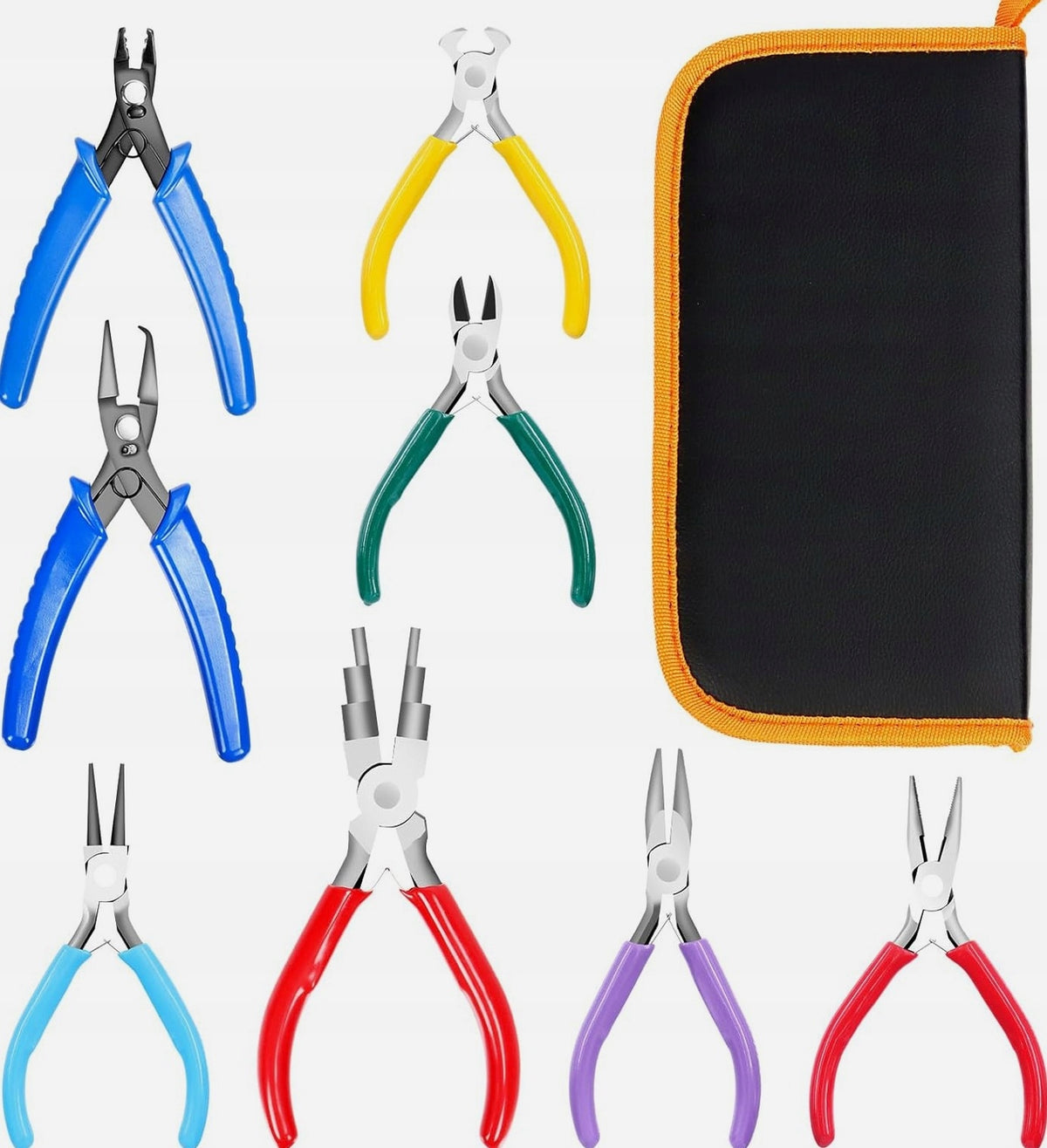 JEWELRY PLIERS SET OF 8 JEWELRY TOOLS COLORFUL HARD
