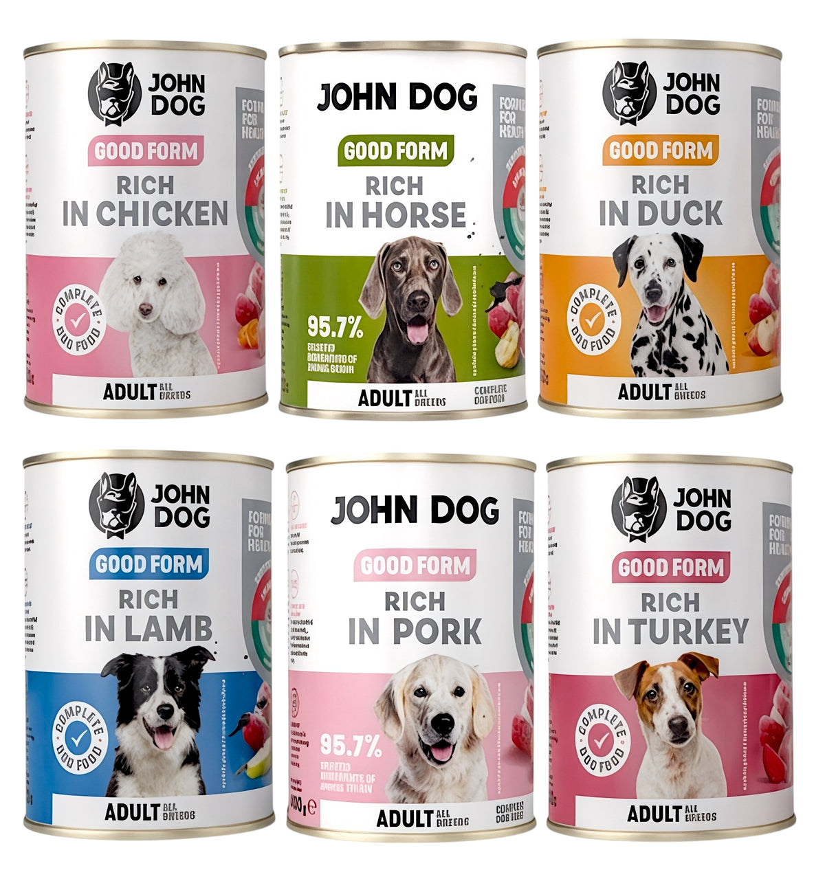 JOHN DOG GOOD FORM MIX OF FLAVORS 6 X 400G WITHOUT GRAINS HIGH-MEAT! Manufacturer code KJDMGFDBKR46