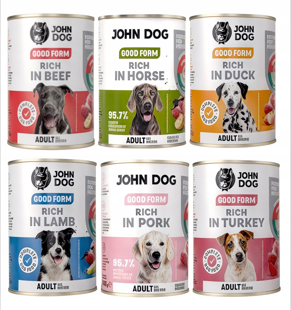 JOHN DOG GOOD FORM MIX OF FLAVORS 6 X 400G WITHOUT GRAINS HIGH-MEAT!