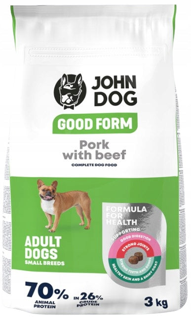 JOHN DOG GOOD FORM dog food small breed PORK BEEF 3 kg