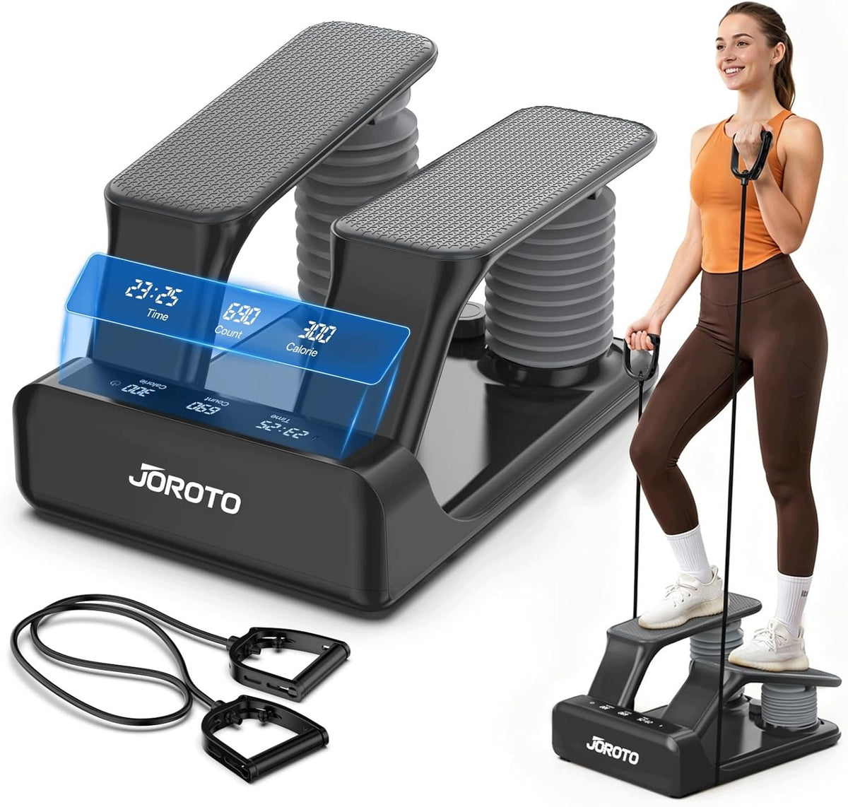 JOROTO Air Stepper Exercise Machine 5-Level Adjustable Resistance & Bands