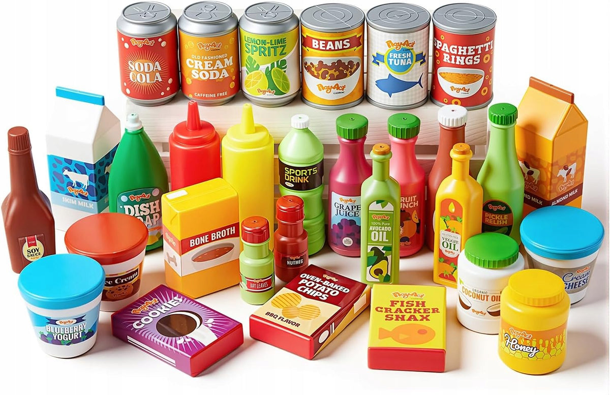 JOYIN 30 pcs toy food and kitchen accessories for kids to play with