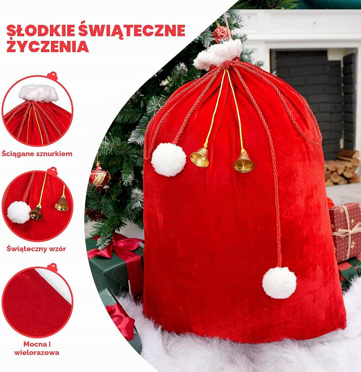 JOYIN 31" Christmas Fabric Santa Bag Packaging status original