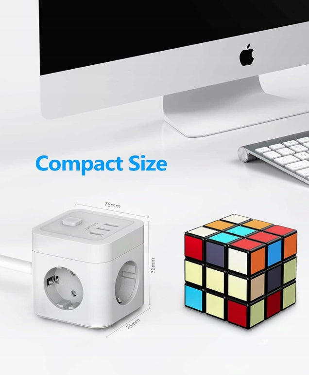 JSVER Power Strip 5 m Cube Shaped, with 3 USB Sockets Manufacturer code LISTWA ZASILAJĄCA