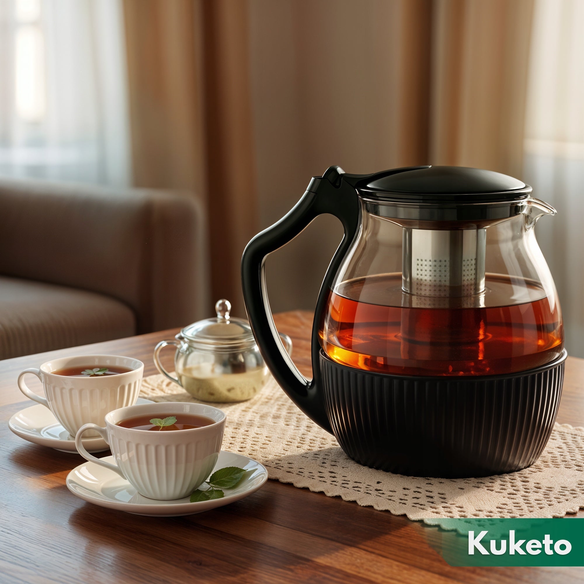 JUG Tea infuser GLASS KETTLE with strainer HEAT RESISTANT 1800ml Packaging status original