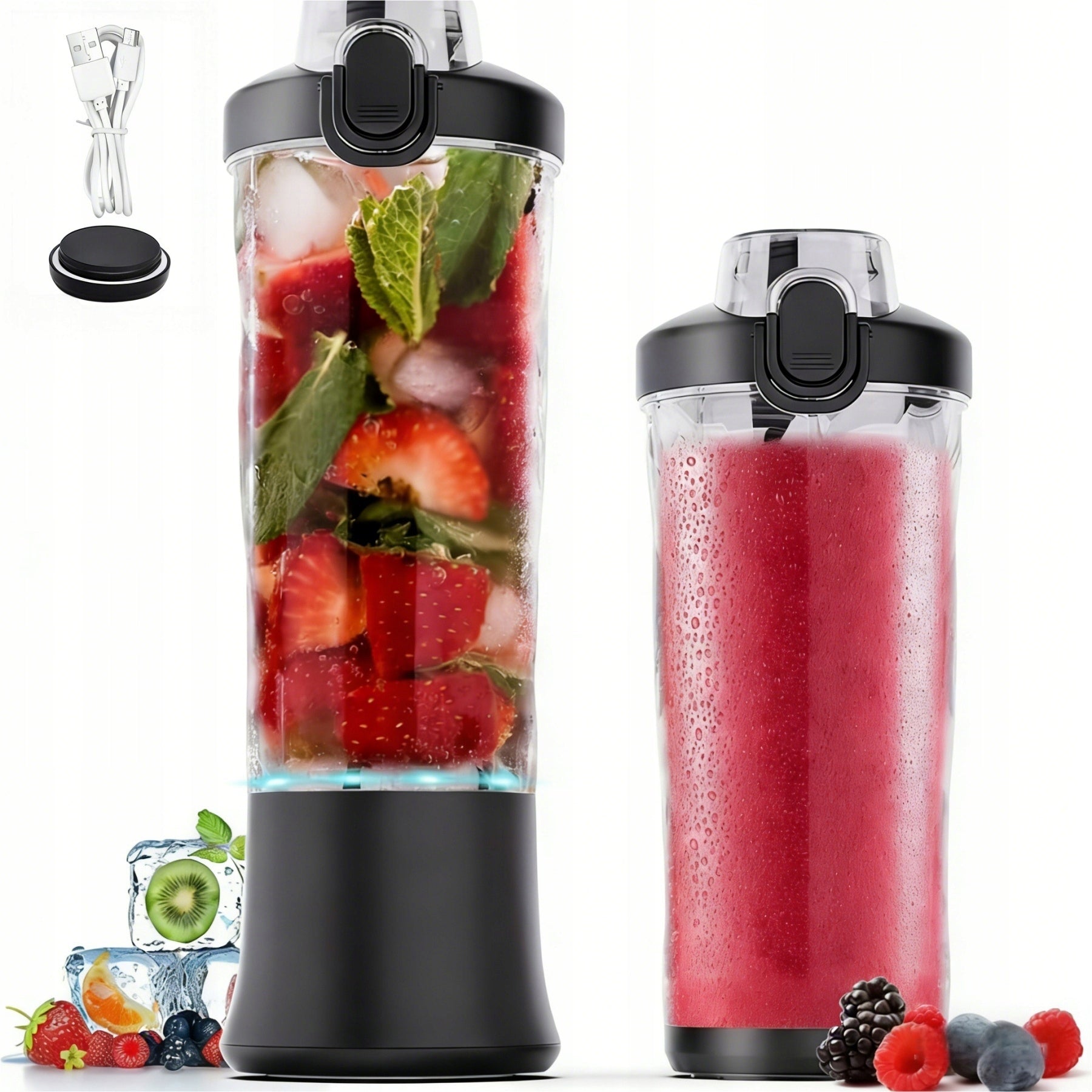 JUICE AND COCKTAIL BLENDER WIRELESS SMALL KITCHEN BLENDER BLACK Packaging status original