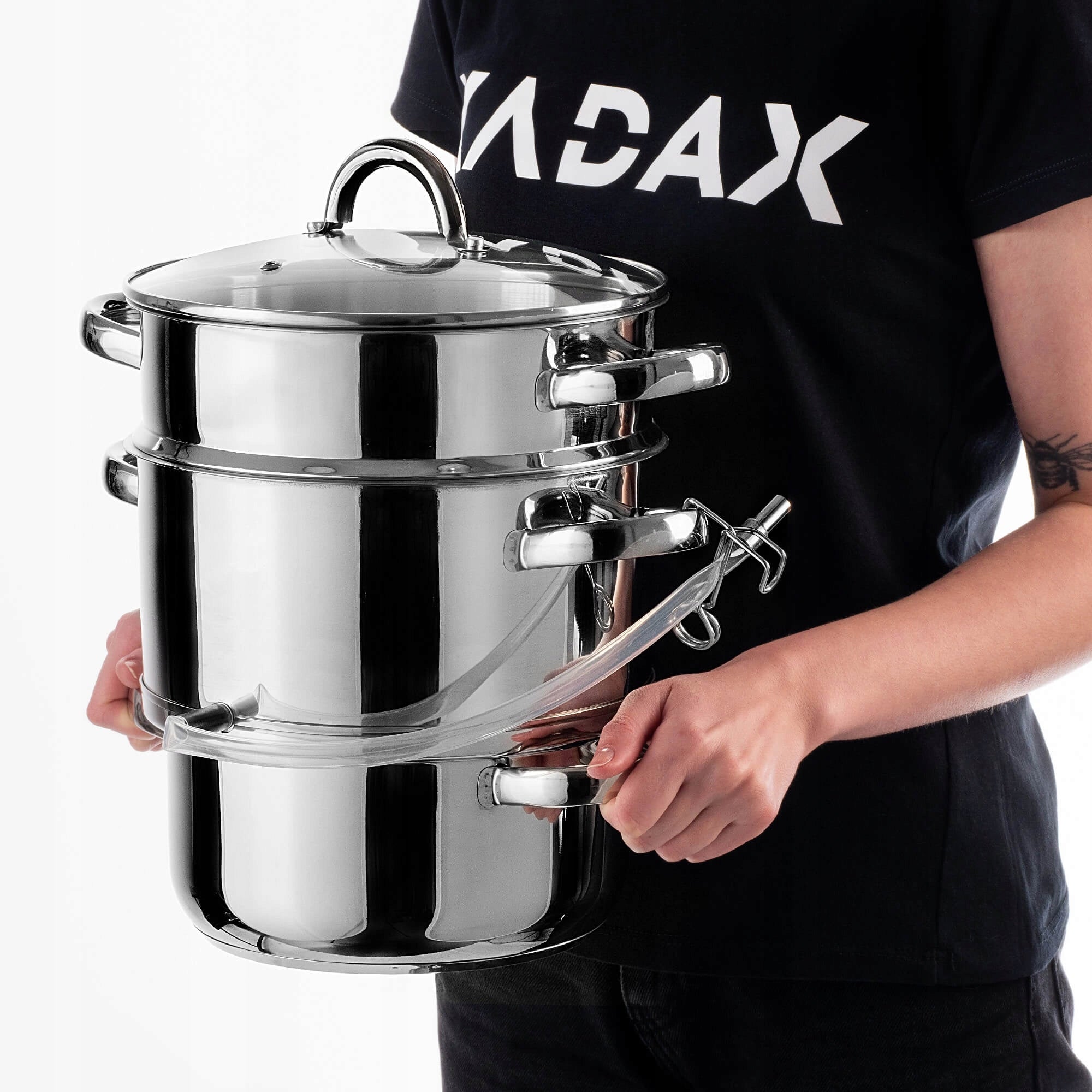 JUICE MAKER POT 5L STAINLESS STEEL STEAM FOR INDUCTION GAS STEEL 3in1 Packaging status original