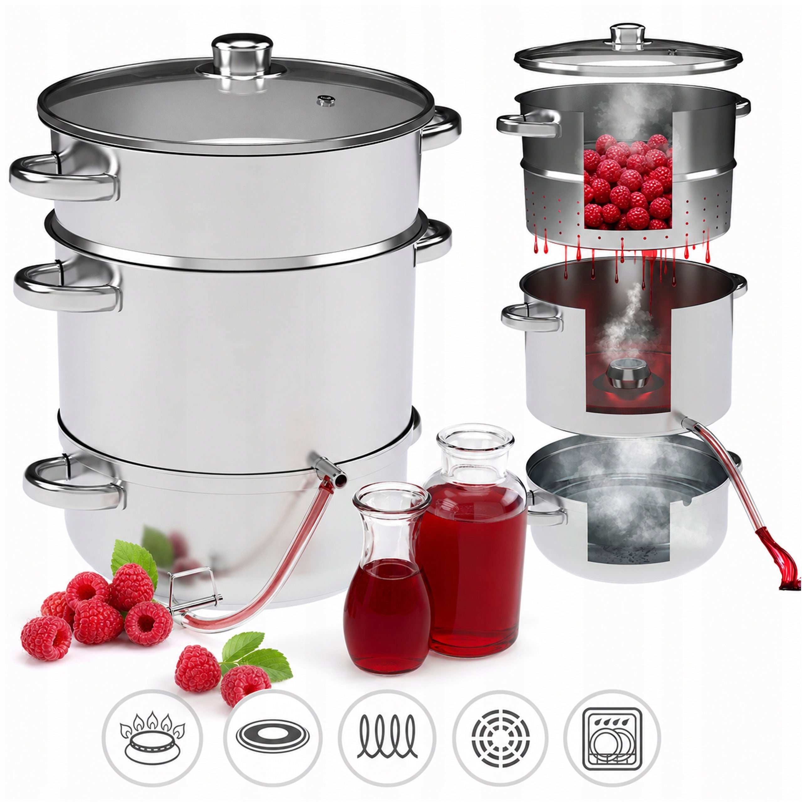 JUICER BROWIN STEAMER 8L STAINLESS STEEL FOR COOKING JUICES INDUCTION