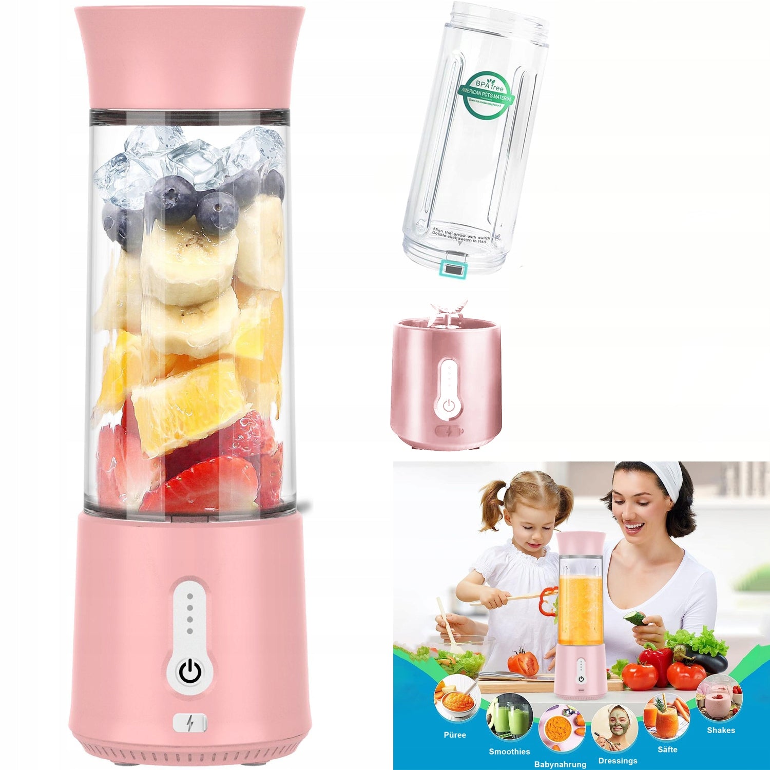 JUICER FULL AUTOMATIC MINI WIRELESS BLENDER PORTABLE HOME KITCHEN APPLIANCE