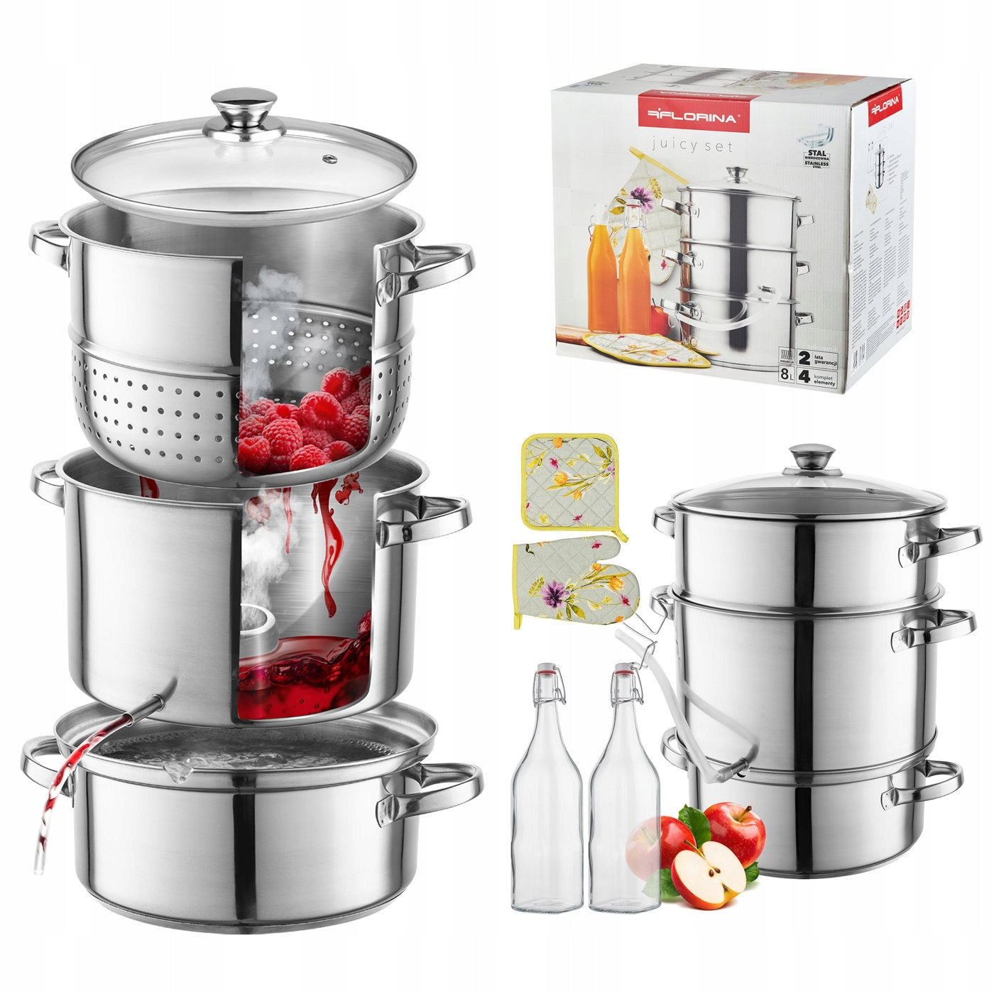 JUICER SET + BOTTLES + KITCHEN TEXTILES JUICY SET 8 L Brand Florina