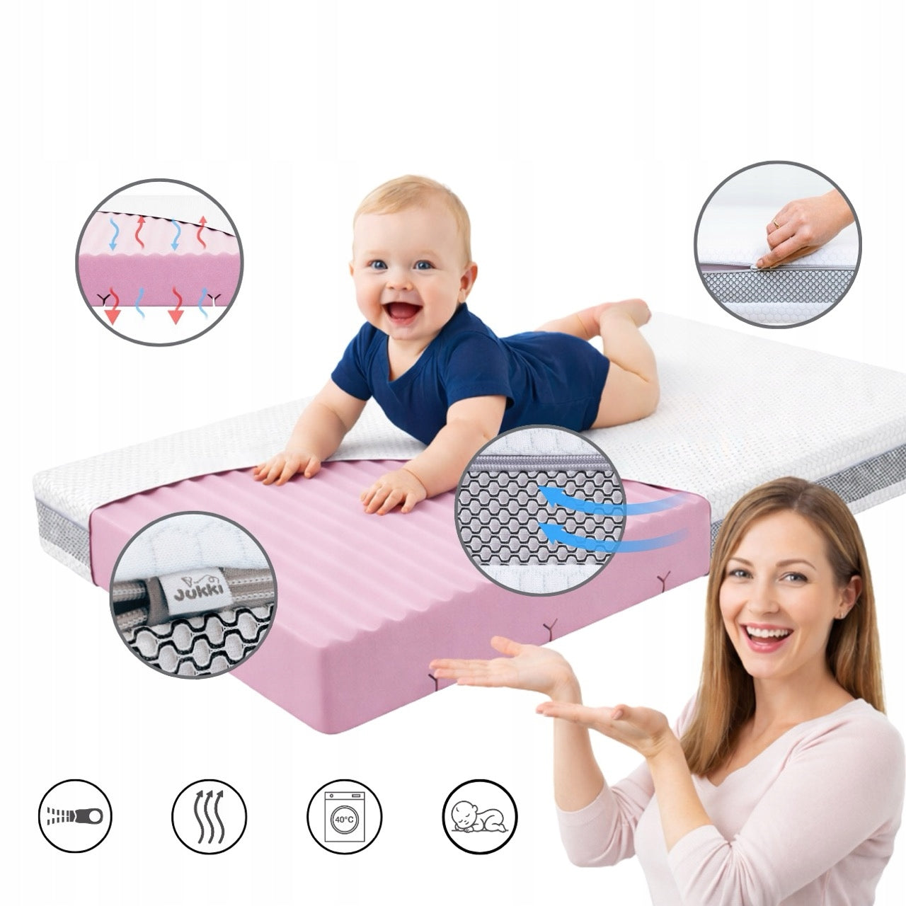 JUKKI Foam mattress 120x60 BASIC Honeycomb