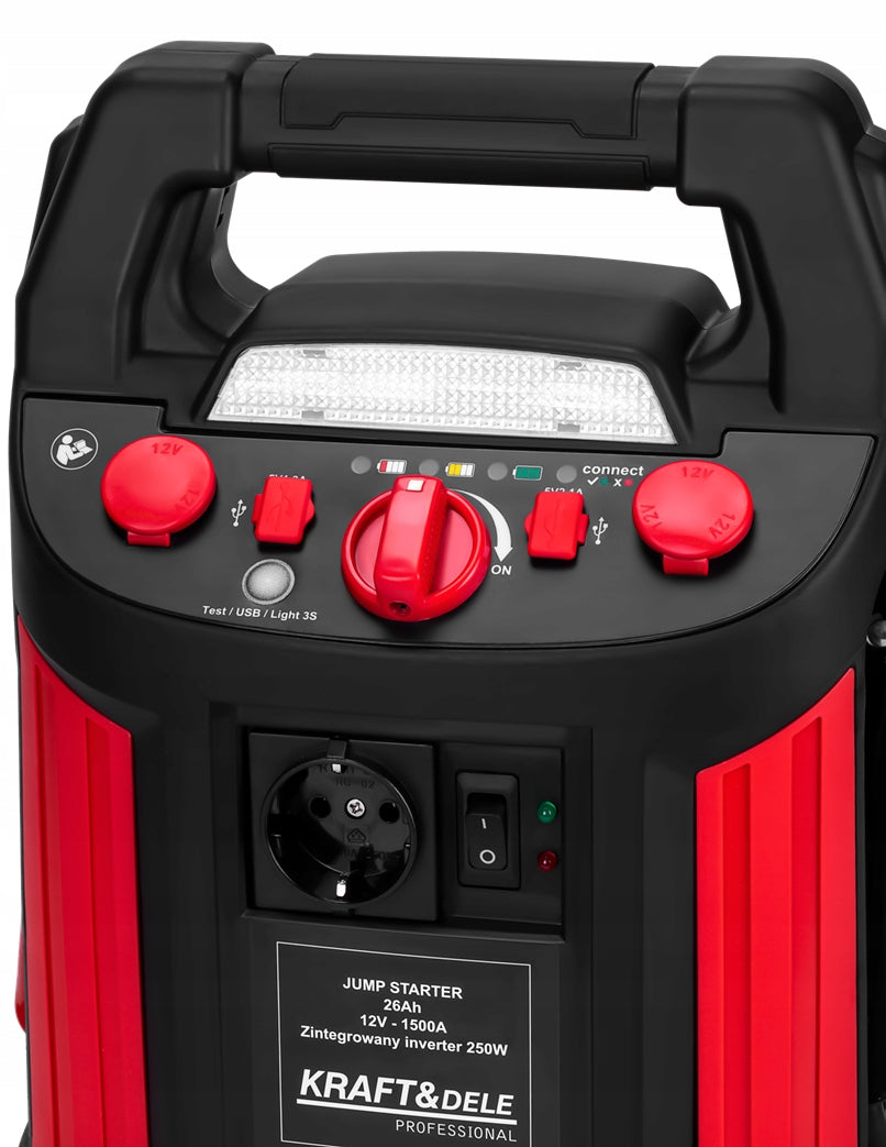 JUMP-STARTER 1200/700A 26Ah 12V INVERTER + LIGHTING Brand Kraft&Dele