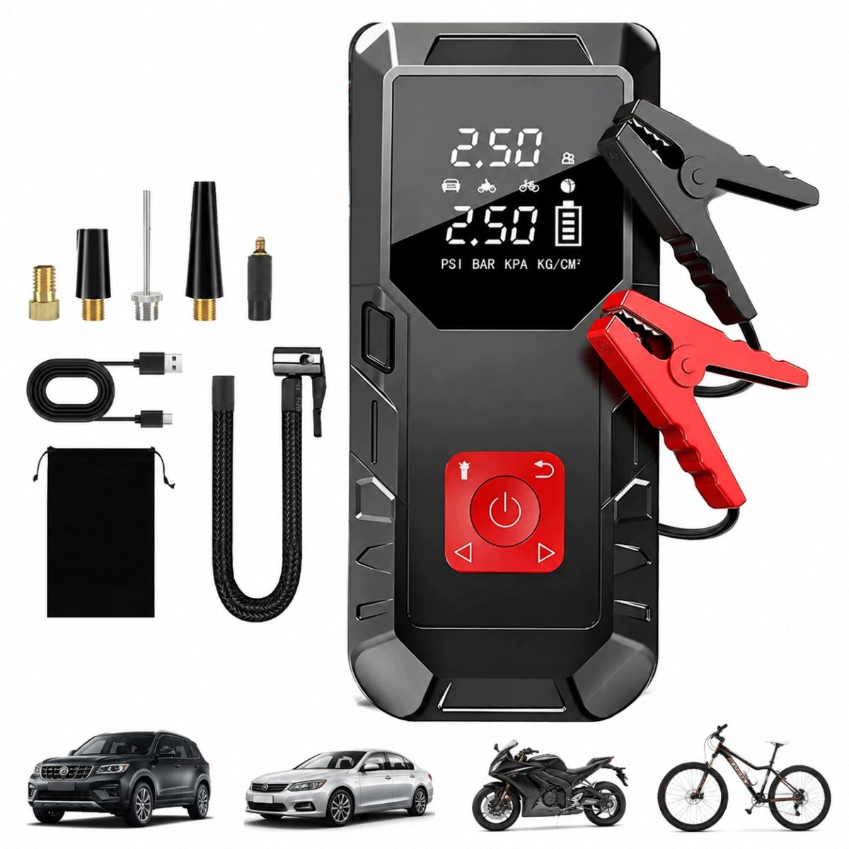 JUMP STARTER DEVICE BOOSTER COMPRESSOR 99800MAH