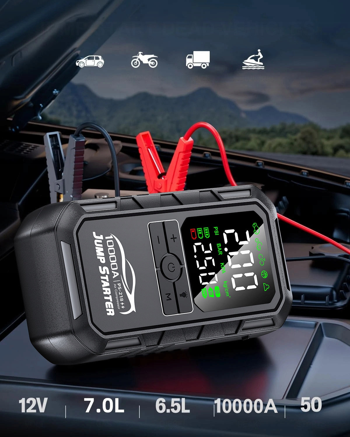 JUMP STARTER POWERBANK 12V 10000A STARTER DEVICE WITH COMPRESSOR 180PSL Brand Zosudull