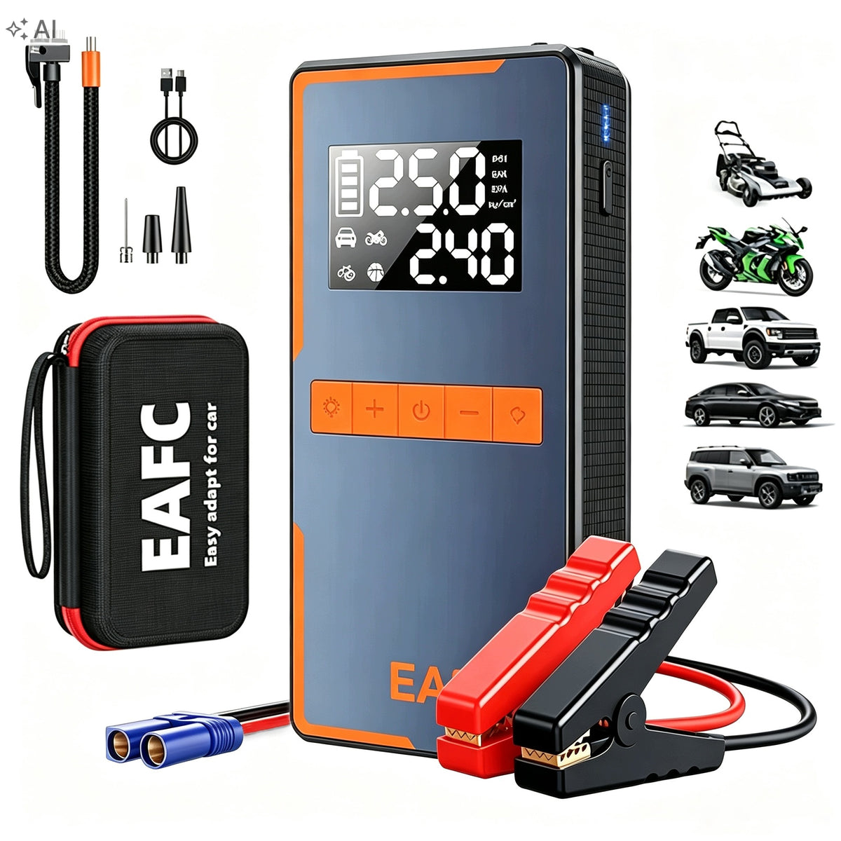 JUMP STARTER ROZRUCH 1000A POWER BANK BOOSTER Z KOMPRESOREM DO SAMOCHODU