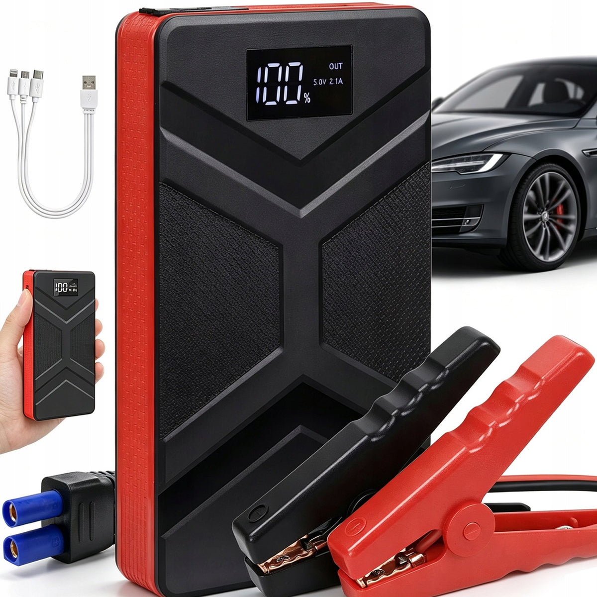 JUMP STARTER START BOOSTER POWERBANK FLASHLIGHT POWERFUL SET 30000MAH 800A