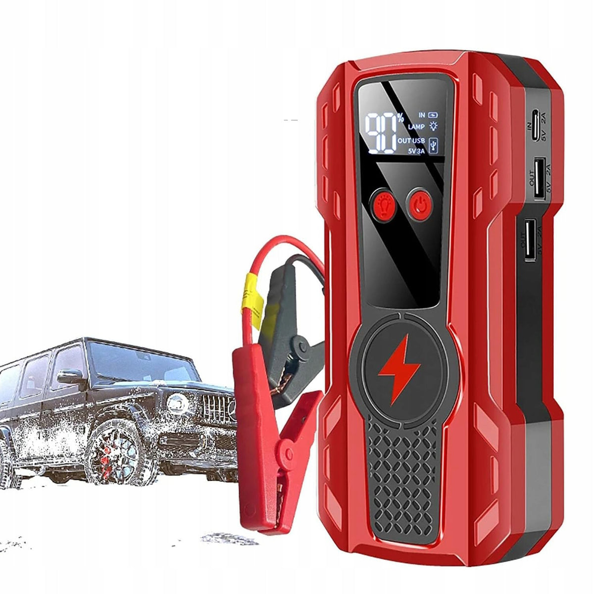 JUMP STARTER START BOOSTER POWERBANK POWERFUL FLASHLIGHT HAMMER 99900mAh