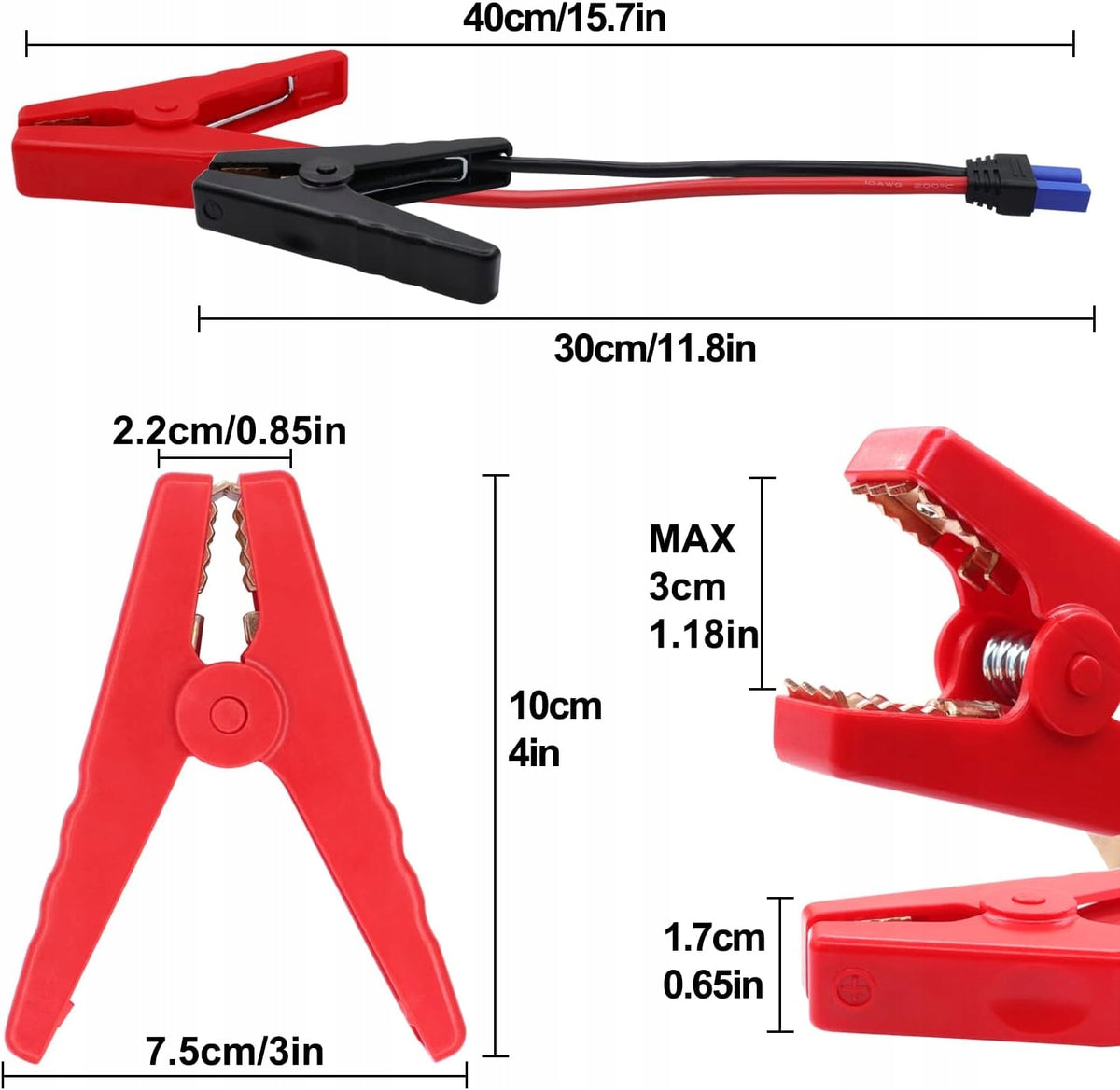 JUMPER CABLE EC5 12V 40CM WITH TERMINALS Packaging status original